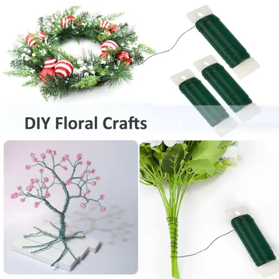 Green Floral Wire,Christmas Wire Wreath Wire 3 Pack 118 Yards 22 Gauge Flexible Paddle Wire Florist Wire Green Wire for Crafts,Christmas Wreaths Tree,Garland and Floral Flower Arrangements {5}