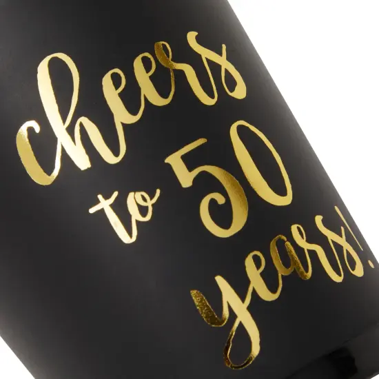 16 Pack Cheers to 50 Years Plastic Party Cups - 50th Birthday Decorations for Men and Women, Anniversaries (Black, 16 oz) {6}