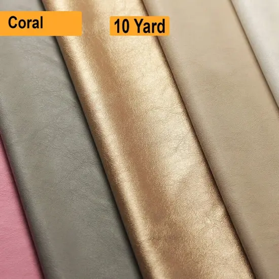 Ricco Leather High Quality Solid Leather Look Poly Fabric Coral {1}