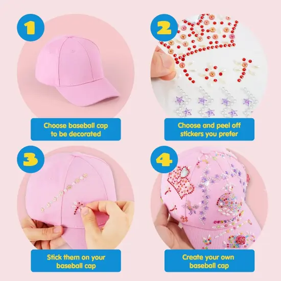 Decorate Your Own Baseball Cap with 7 Sheets Gems Stickers, Art & Crafts Kit {5}
