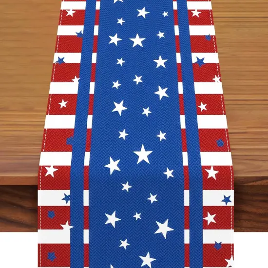Patriotic Red White Blue Table Runner for Memorial Day, 4th of July, and Veteran's Day, Perfect for Home, Party, Kitchen, Dining Decorations {1}