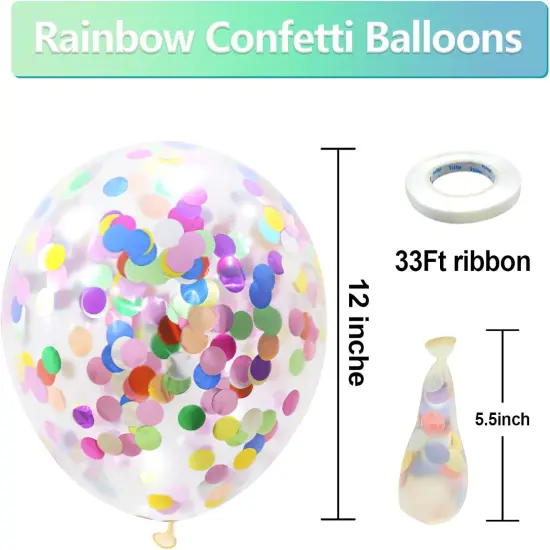 Rainbow Multicolor Confetti Latex Balloons - 60 Pack 12 inch Helium Colorful Confetti Balloons for Birthday Baby Shower Wedding Party Decorations {2}