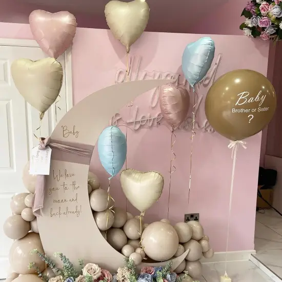 Baby Blue Heart Balloons,10Pcs Cream White Blue Foil Heart Shaped Balloons,18Inch Sand White Pastel Blue Helium Mylar Balloon for Valentines,Engagement,Brithday,Baby Shower,Wedding Party Decorations {4}