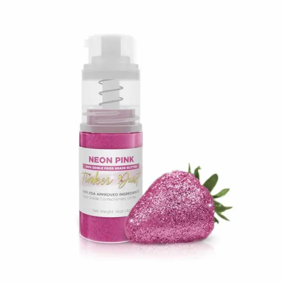 Bakell - Neon Pink Tinker Dust Edible Glitter (4g, 1x Spray Pump) for Food, Desserts, and Beverages! {1}