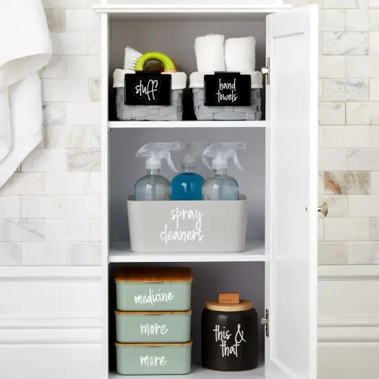 Talented Kitchen 141 Laundry Labels for Jars, Containers - Preprinted White Script Stickers for Linen Closet, Bathroom, Cleaning Supplies Organization (Water Resistant) {6}