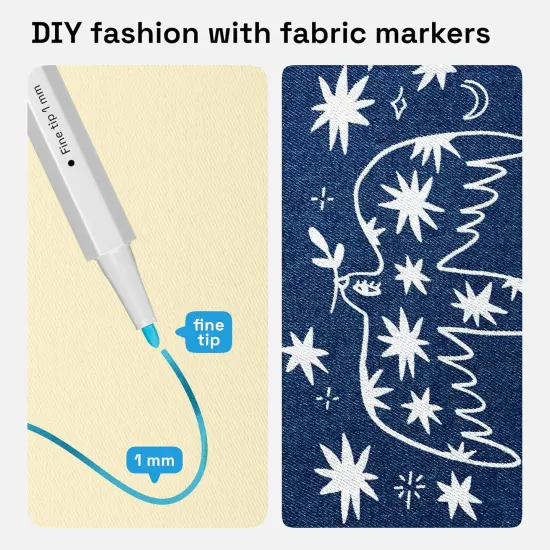 24 Fabric Markers - Fine Tip Permanent Decorating Kit for Clothes - No Bleed Pens for T-Shirts, Bags, Textile, Canvas, and More {2}