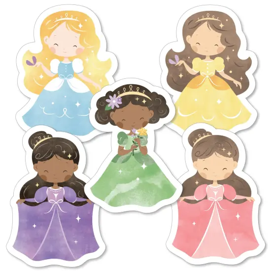 Big Dot of Happiness Princess Party Small Paper Cutouts, DIY Birthday Party Decor Craft, Colorful Princess Dress Shaped Party Cut-Outs - 24 Count {1}