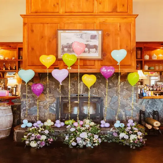 Pastel Heart Balloons, 10pcs Rainbow Foil Hearts, 18in Pink Blue Yellow Green Purple Helium Balloons for Valentines, Engagement, Birthday, Baby Shower, Wedding Decorations {5}