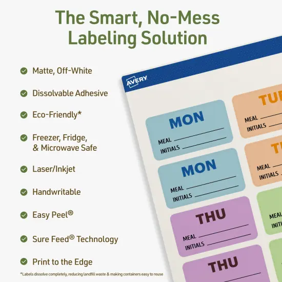 Avery Dissolvable Labels, 1-1/4" x 2-3/8" Rectangle {8}