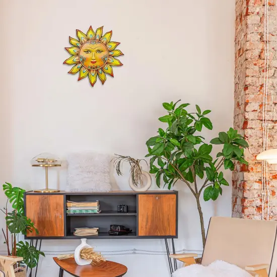 Summer Metal Sun Flower Wall Decor,13inches Sun Wall Art Hanging Decoration for Indoor and Outdoor, Garden Farmhouse Yard Patio Fence Living Room Bedroom Decor {4}