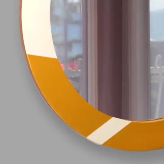 30" Decorative Round Golden & Ivory Wall Mirror {4}