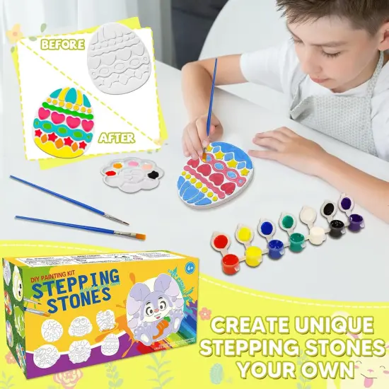 Summer Easter Craft Stepping Stones Painting Kit for Kids, Paint 5 Pack Garden Stone Craft Kits Easters Egg Arts and Crafts Toys for Girls, Easter Gifts for Kids Boy and Girl Age 6, 7, 8, 9, 10+ Year Old {4}