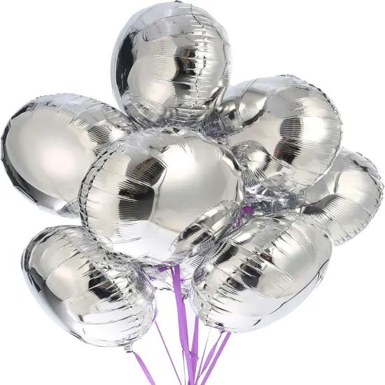 18" Silver Round Shaped Foil Balloons Mylar Helium Balloons for Birthday Party Wedding Baby Shower Decorations, Pack of 20 {2}