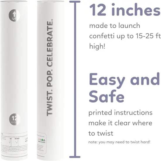 White Biodegradable Confetti Poppers Confetti Cannon | 6 Pack | Party Poppers Decoration for Wedding Exit, Graduation, Birthday | Wedding Party Favors | Launches 25 ft | 12 inch {3}