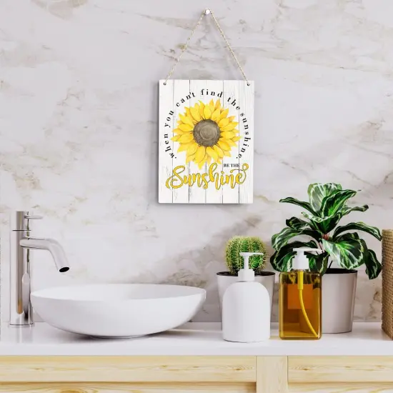 Rustic Be the Sunshine Wood Hanging Sign, Farmhouse Summer Sunshine Artwork Decor, Sunflowers Wooden Plaque Sign Wall Art Decor Signs Summer Home Office Decoration 8x10 Inches {5}