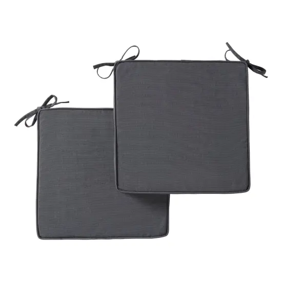 Sunbrella 17 in. Square Outdoor Dining Chair Pad (2-Pack) Coal {1}