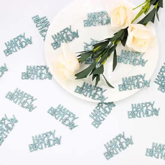 Blue Happy Birthday Confetti Birthday Table Decorations Baby Blue Glitter Table Scatters for Kids Boy Birthday Party Supplies 100PC {2}