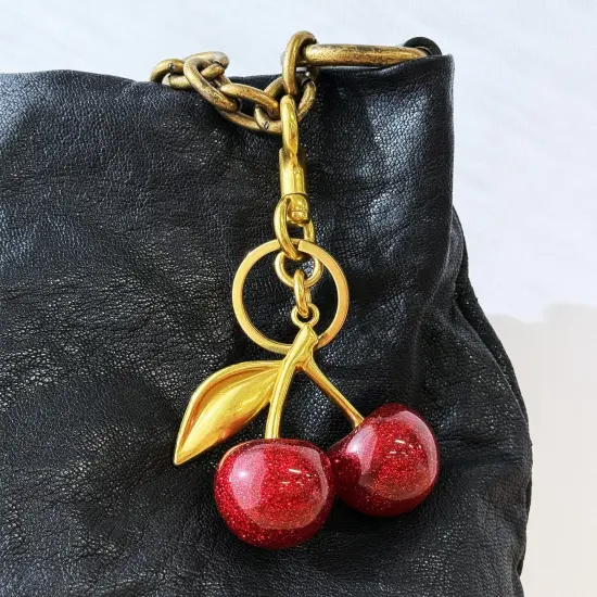 Wrapables Glittery Shimmer Cherry Bag Charm Keychain, Purse and Handbag Accessory {6}