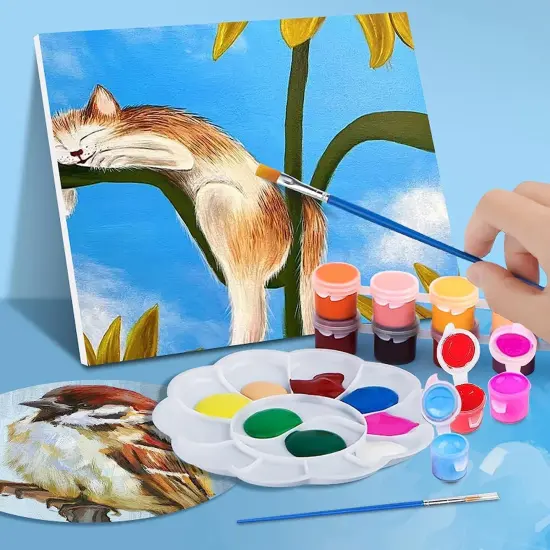 140 Pcs Mini Acrylic Paint Set for Kids, 12 Colors Washable Acrylic Paint Strip with 5 Paint Tray for Kids&Adults Craft Paint {5}