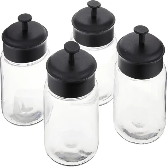 Montana Glass Jars with Fresh Sealed Lids, Black Metal, 48 oz (Set of 4) - {1}