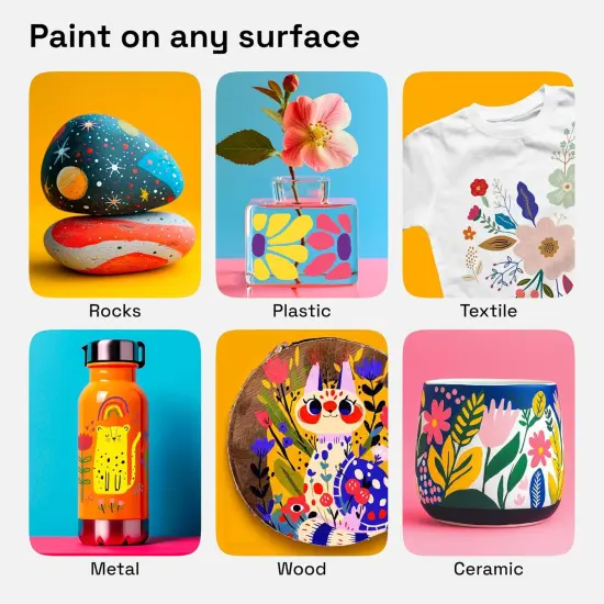 Dual Tip Acrylic Paint Markers - Easy for All Ages & Levels Acrylic Paint Pens for Fabric, Rocks, Paper, Wood, Canvas, Glass, DIY (Dual Tip Brush + Fine, 24) {4}