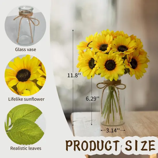 Sunflowers Artificial Flowers with Vase Centerpieces {3}