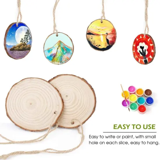 Wood Slices 30 Pcs 2.8-3.1 Inches Natural Wood Rounds Wooden Circles for Crafts Christmas Ornaments Unfinished Wood Kit with Predrilled Hole for DIY Arts Painting Centerpieces (2.8-3.1 inches) {5}