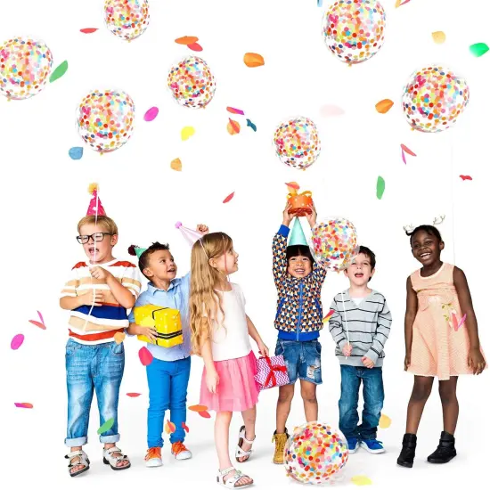 50 Pieces Rainbow Multicolor Confetti Balloons 12 Inches Latex Balloon with Bright Colorful Confetti Pre-Filled for Wedding Engagement Party Decoration {5}
