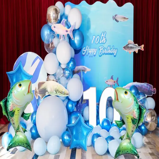 Rainbow Trout Mylar Foil Balloon Salmon Balloon Fisherman Fishing Party Supplies Tournament Fishing Decorations {3}