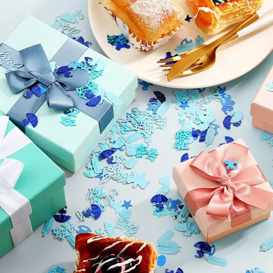 1100 Pcs It's a Boy Confetti Gender Reveal Confetti Baby Shower Confetti Blue Confetti Happy Birthday Confetti Bear Confetti for Boys Girls Table Decoration Christmas Party Balloon Filler {2}