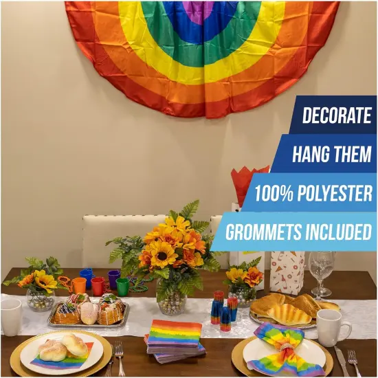 3-Pack Rainbow Pride Flag Bunting, 4 x 2-Feet Decorative 6-Color Design {3}