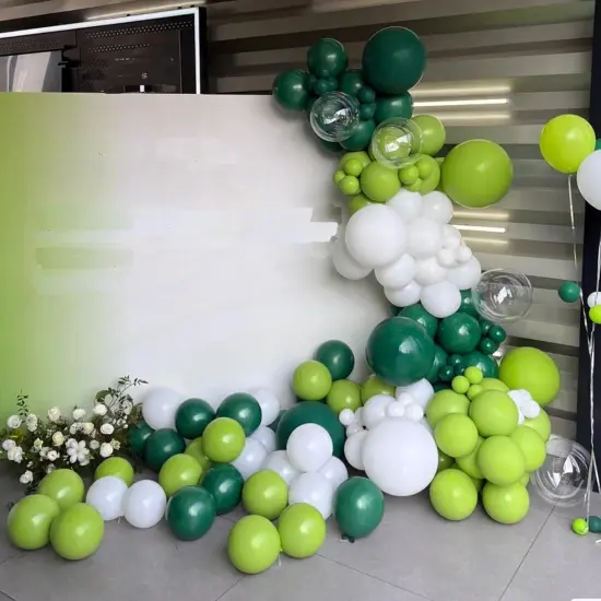 75pcs Green and White Balloons 12Inch Dark Green and White Party Balloons, White and Green Confetti Latex Balloons for St.Patrick's Day Birthday Baby Shower Jungle Safari Decorations {5}
