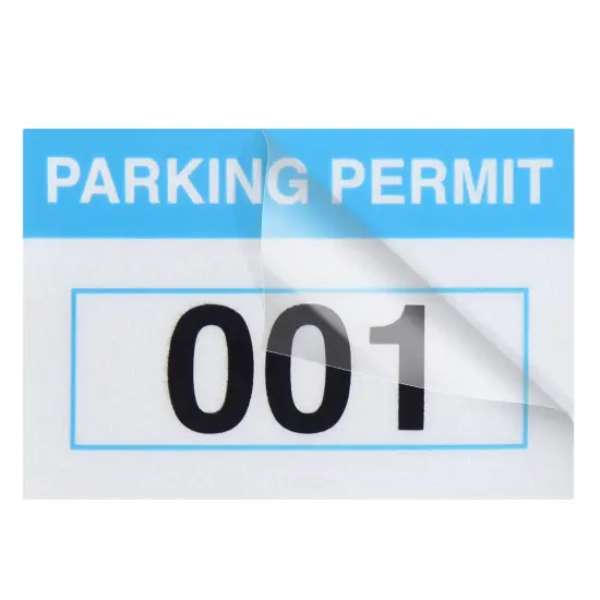 100 Pack Parking Permit Stickers with Front Adhesive, Car Windshield Decals Numbered 001-100 (Light Blue, 3 x 2 In) Multicolor {4}