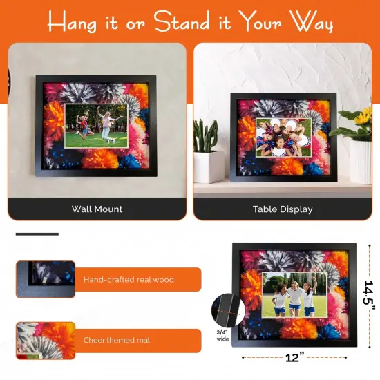 iFrame Commemorative Sports Athletics Frames I Fits 5x7 Photograph, Real Wood Black Finish, Desktop, Table Or Wall Mount I Shatterproof Plexiglass I Made in the USA {4}