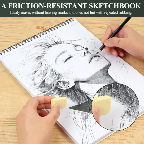 9"x12" Sketchbook Drawing, Top Spiral Sketching Pad, 100GSM/68LB Acid Free Art Sketching Pad, Drawing Paper, Beginner Artist (50 Sheets, White) {3}