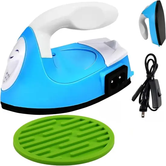 Mini Heat Press Iron Machine,Portable Mini Electric Iron,Small Heat Press Iron,Mini Iron Press for Clothes Shoes Bags Hats,Iron Press Machine for Heating Transfer,Silicone Pad Included (Blue) {1}