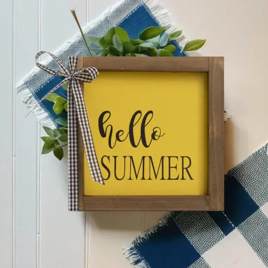 Hello Summer Wooden Sign, Summer Decorations for Home, Summer Decor Indoor Office Farmhouse Table Mantel Wood Wall Decor {2}