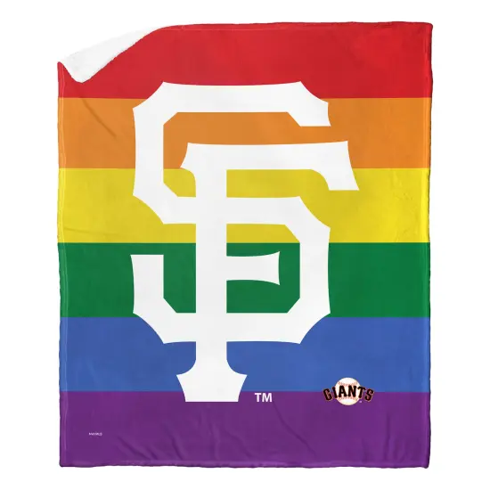 MLB Pride Series Silk Touch Sherpa Throw Blanket 50&times;60 Inches San francisco giants {1}