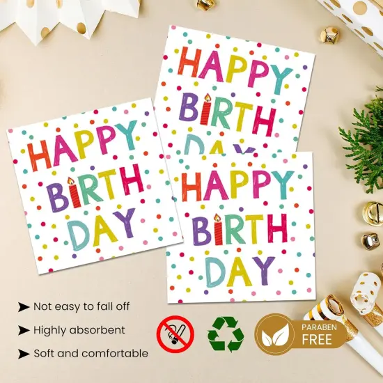 40 Pcs Birthday Plates and Napkins Party Supplies, Disposable Happy Birthday Plates and Napkins Dots Design Tableware Set for Birthday Party Decorations Serves 20 {4}