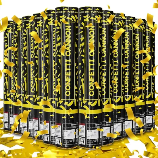 Confetti Cannon Gold Party Poppers 12 Pack Confetti Party Cannon Shooters for Celebrations Wedding Birthday Graduation Golden Foil 12 inch Confetti Poppers for Christmas New Year Eve Party Supply {1}