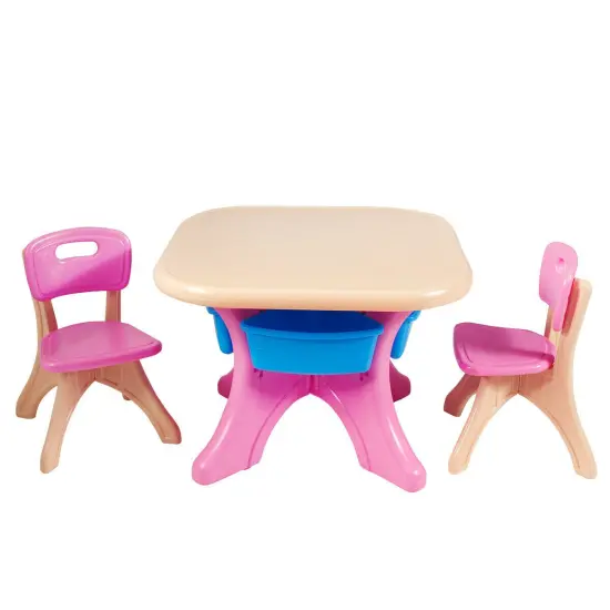 Kids Activity Table and Chair Set Play with Storage Blue {9}
