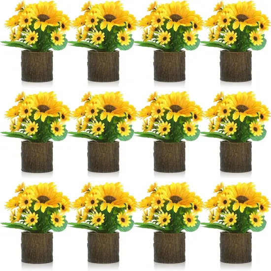 6 Pcs Artificial Sunflower Summer Decor Sunflower Flower in Planters {1}