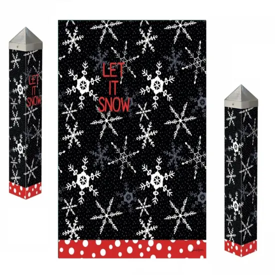 Snowflakes and Polk Dots Art Peace Pole 20 Inches Tall Let It Snow {1}