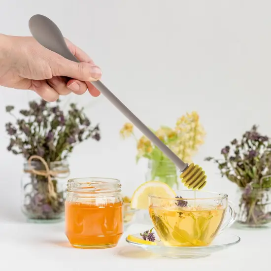 Syrup Dipper Honey Dipper Stick Silicone 2pcs Syrup Dipper Stick Honey Mixing Stirrer Spoon Silicone Mixing Spoon for Honey Jar Dispense Drizzle Honey Random Color {3}