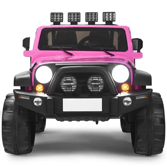 2-Seat Ride-On Car Truck with Remote Control, LED Lights, Music and Safety Features Pink {7}