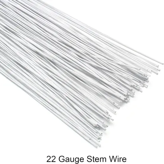 22 Gauge Stem Wire 100 Counts Floral Paper Wrapped Wire 14 Inch Wire for Flower Arrangements DIY Bouquet Handcrafts Wood Flowers (White) {2}