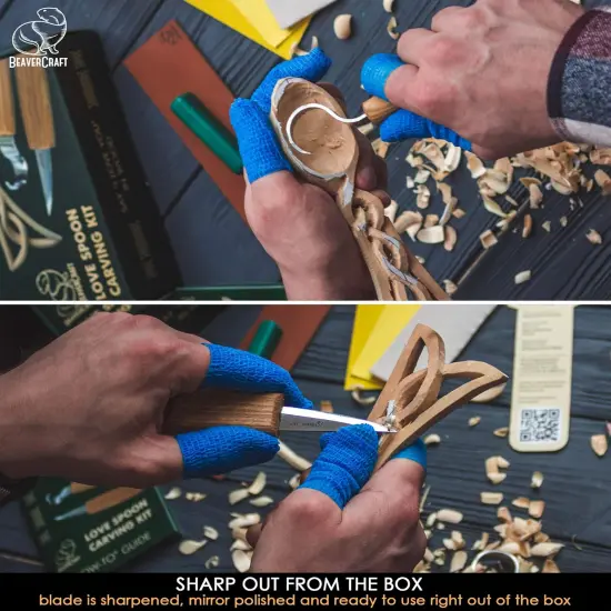 Wood Spoon Carving Kit for Beginners DIY04 - Whittling Set Includes Spoon Carving Tools, Sloyd Whittling Knife Hook Knife, Basswood Blank - Woodworking Hobby Kit for Adults & Kids {3}