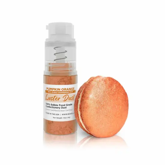 Bakell - Pumpkin Orange Luster Dust (4g, 1x Pump) Edible Vegan Dust & Paint for Baking, Desserts and Beverages {1}