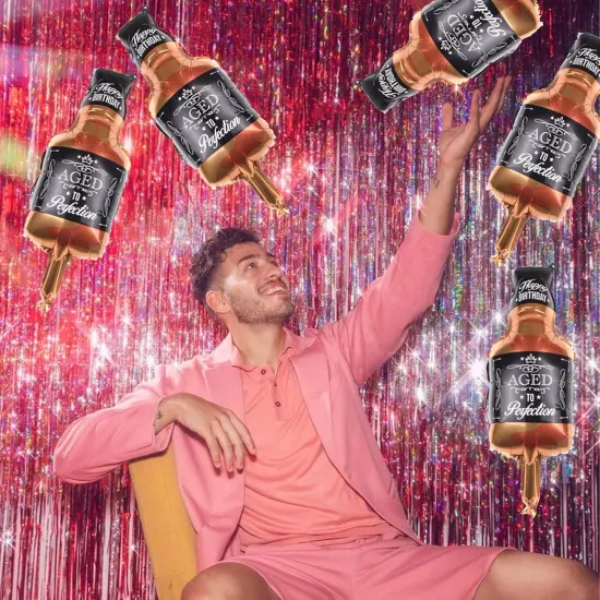 10 Pcs Whisky Bottle Balloons Whiskey Bottle Shape Aluminum Mylar Foil Balloons Beer Festival Birthday Party Whisky Theme Party Decoration {3}