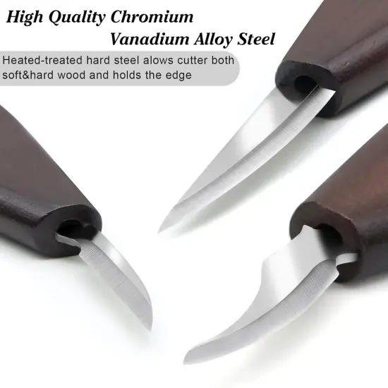 Wood Carving Tool Kit for Adult Beginners Woodworking, Whittling Knife Set with Large Leather Case and Gouge, Wooden Spoon Carving Kits, Gifts for Men Women Carving Enthusiasts Friends {3}